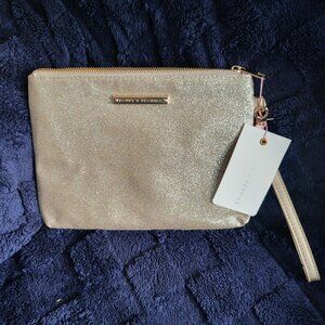 Poppy & Peonies Gold Glitter Evening Clutch, NWT